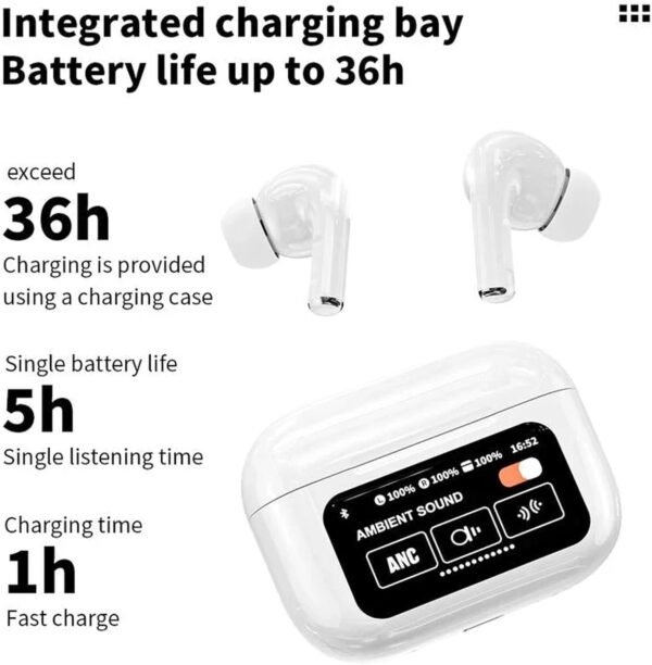 A9 Pro ANC Earbuds Touch Screen Display