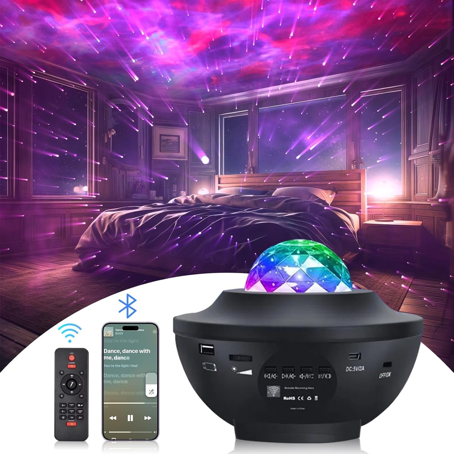 Star Projector Galaxy Light Projector with Bluetooth Speaker