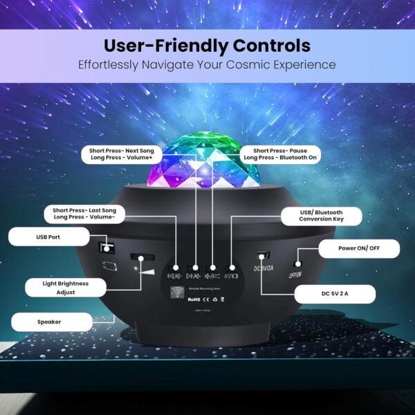Star Projector Galaxy Light Projector with Bluetooth Speaker